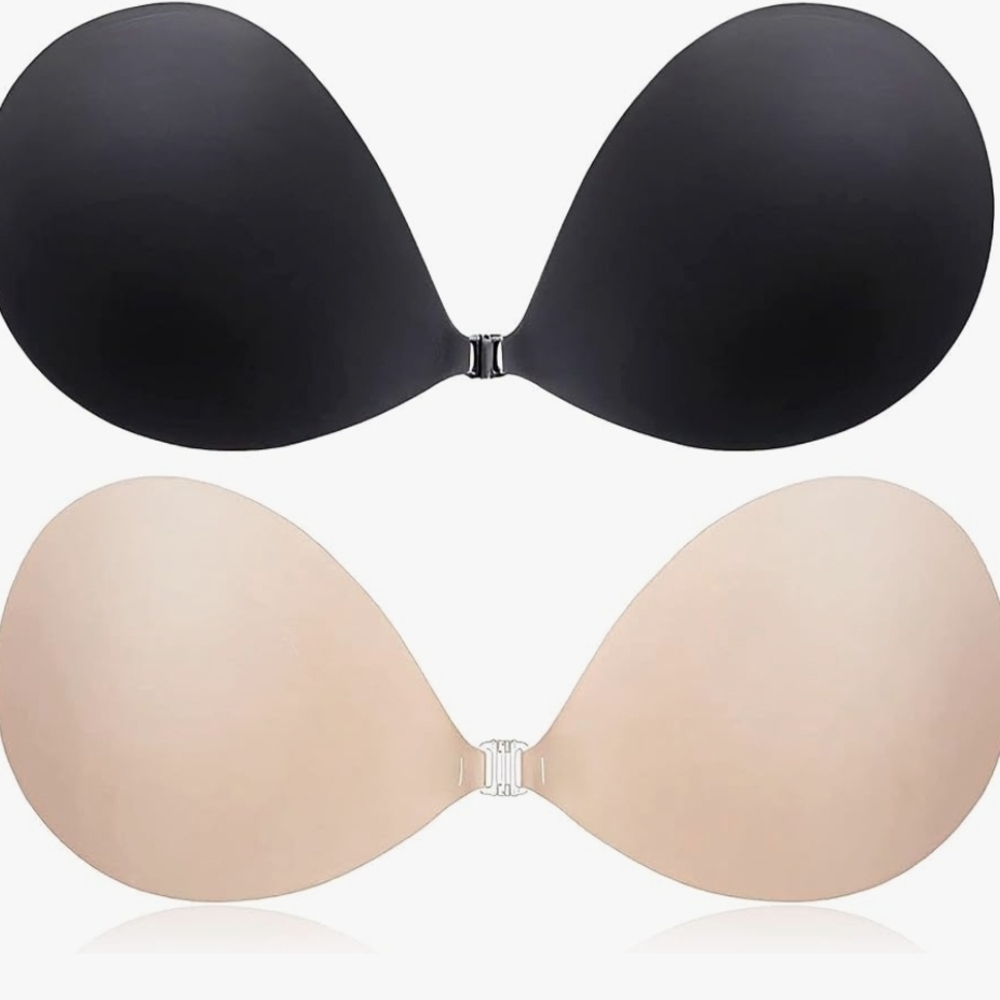 Seamless Adhesive Strapless Bra - Black and Tan
